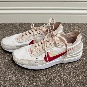 Nike Women's Waffle One White and Red Shoes